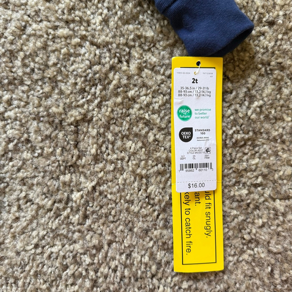 Carter Just One You Boys Long Sleeve Tee NWT Size 2T Blue - Picture 5 of 5